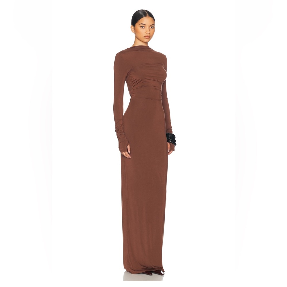 Long Sleeve Gray Maxi Bodycon Dress